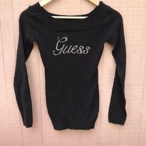 ▪️tops | black rhinestone GUESS lightwt. Sweater▪️